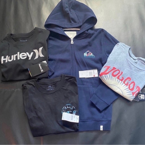 NWT Quiksilver Hoodie &tee Bundle Boys Youth Size Medium